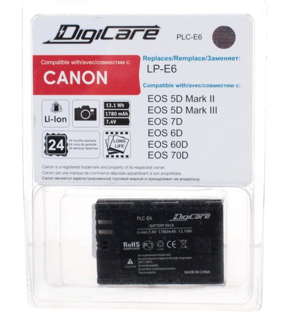 Аккумулятор DigiCare PLC-E6 / LP-E6 для EOS 6D, 5D mark II/III 70D 60