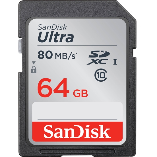   SD 64GB SanDisk Ultra SDXC Class 10 UHS-I 80/10Mb/s