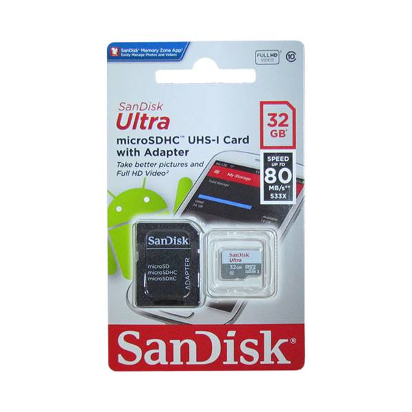   micro SDHC 32Gb Sandisk Ultra Class 10 UHS-I + ADP 80/10